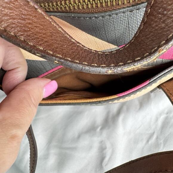 Fossil Multi Color Satchel Bag With Removable Shoulder Strap Double Zipper - Picture 5 of 13
